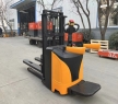 3m Electric Pallet Stacker with Adjustable Lifting Forks Walking Stand-On Type Truck