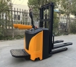 3m Electric Pallet Stacker with Adjustable Lifting Forks Walking Stand-On Type Truck